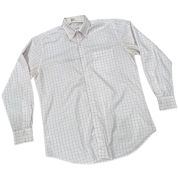 Peter Millar Long-Sleeve Plaid Shirt Large Brown /Pink Cotton Pocket Button Up - Picture 2 of 8